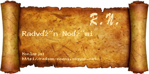 Radván Noémi névjegykártya